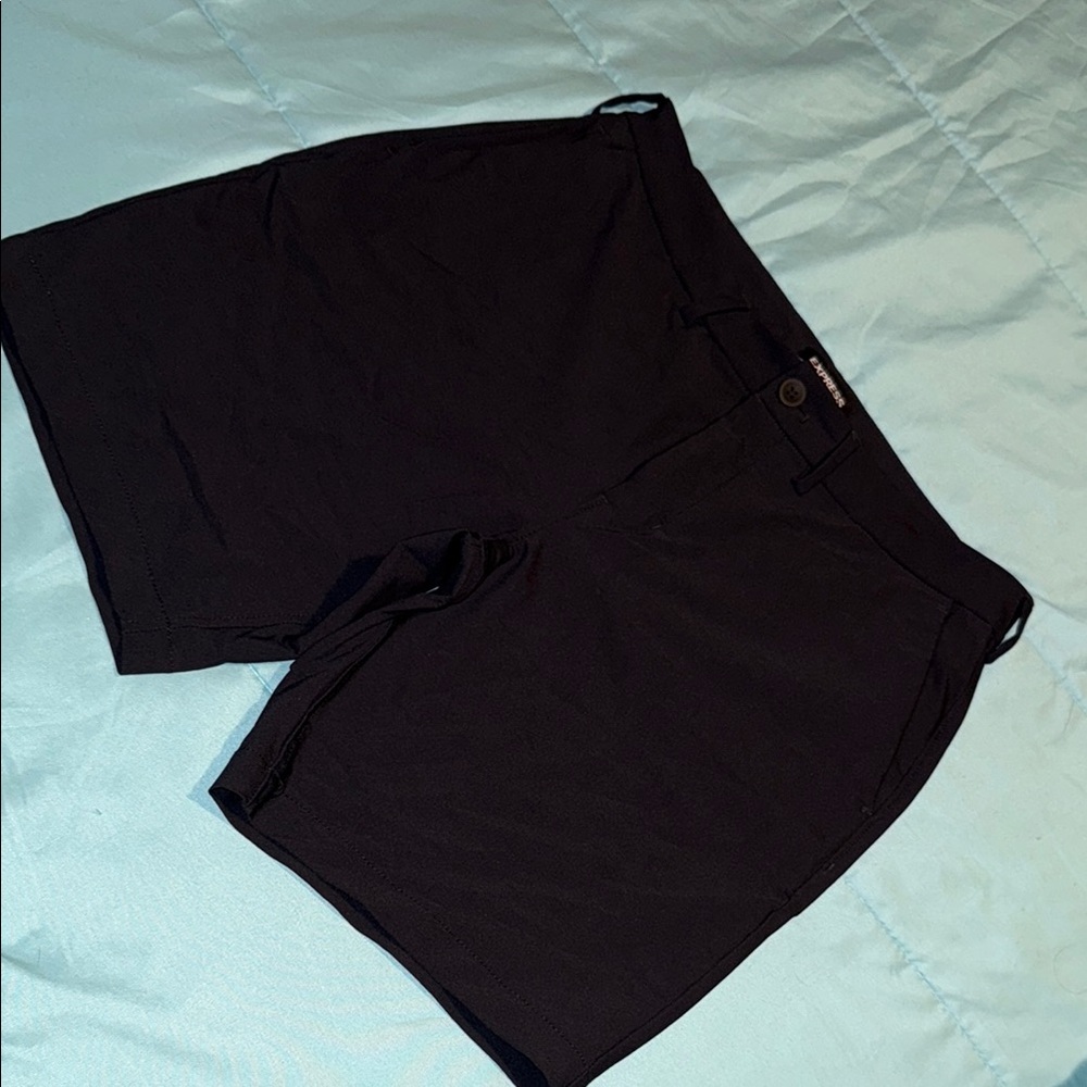 EXPRESS Black Slim Fit Shorts 8” inseam. Above the knee.